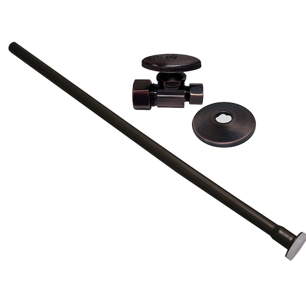 Old World Bronze 3/8" x 20" Closet Supply & 3/8" x 5/8" Angle Stop Kit